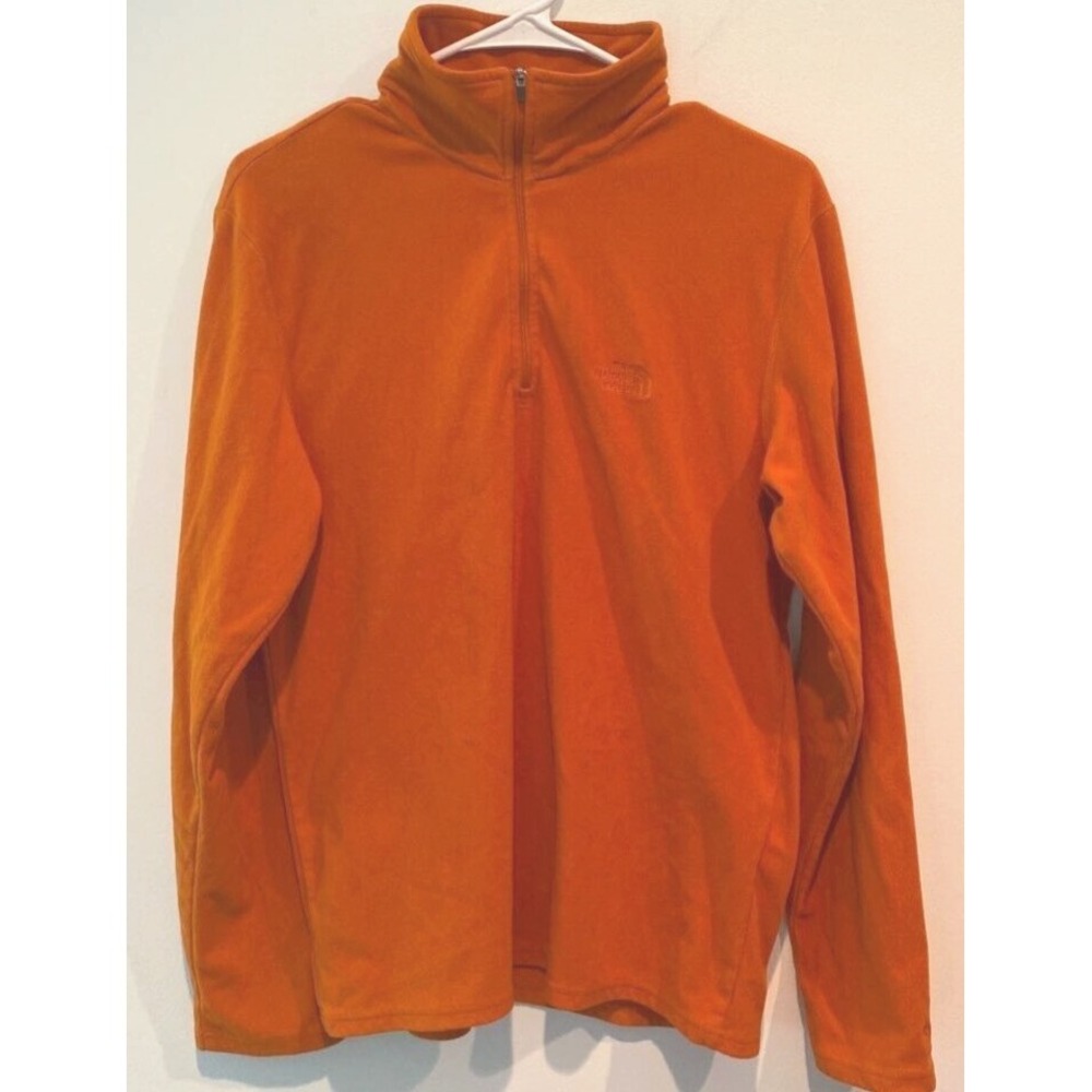 The North Face Pullover Sz S Mens TKA 100 Glacier 1/4 Zip Fleece Orange